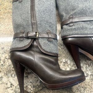 Cole Haan Gray and Brown Heeled Boots